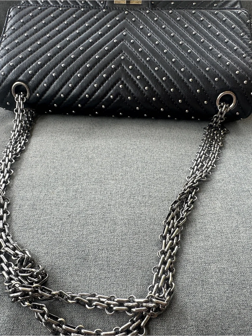 CHANEL Stud Wars Chevron 226 Reissue Double Flap Bag